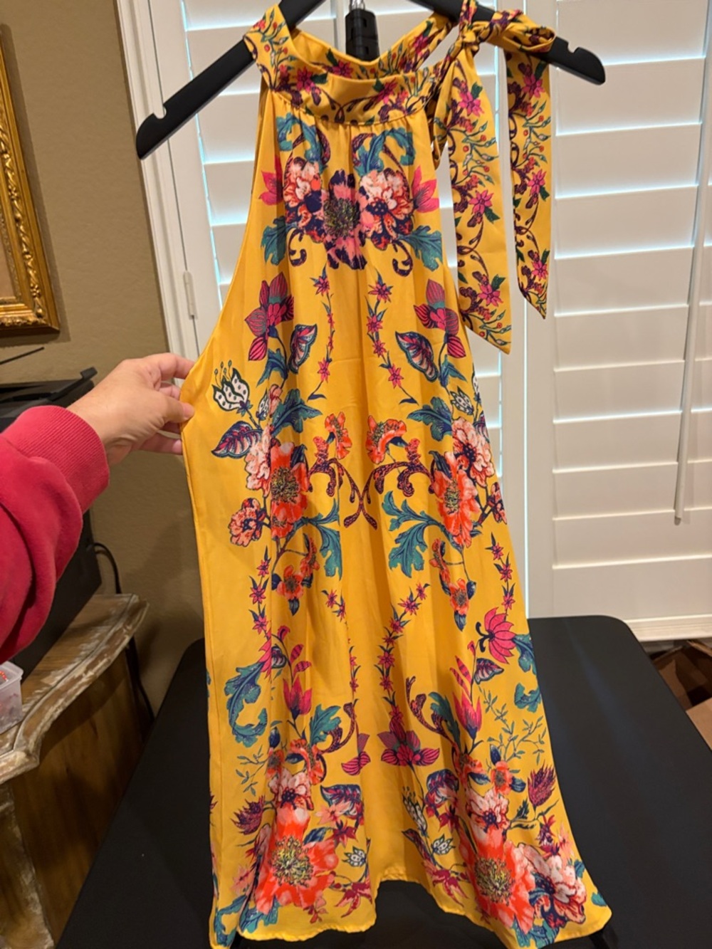 Flying Tomato Yellow One-Shoulder Floral Tie Dress